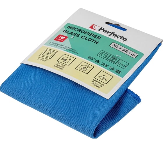 Изображение товара Салфетка из микрофибры PERFECTO LINEA Solid (Cолид) 1 шт, 30x26 см, для стекол и зеркал 45-300111