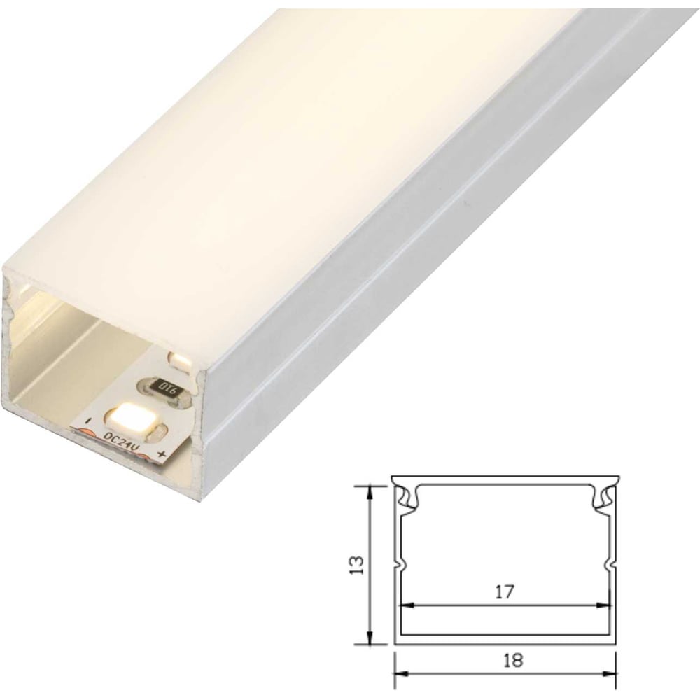 Изображение товара Алюминиевый профиль для светодиодной ленты AAX-B 18x13мм 1500мм с экранами и крепежом