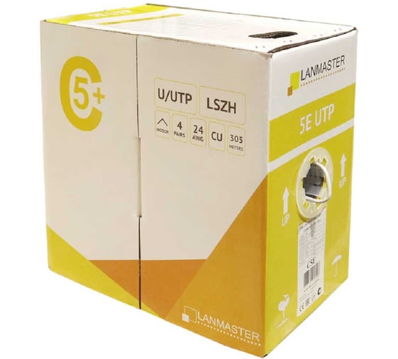 Изображение товара Кабель LANMASTER UTP, 4 пары, Кат. 5e, нг(А)-HFLTx, черный, 305м в кат., LAN-5EUTP-HFLT-BK