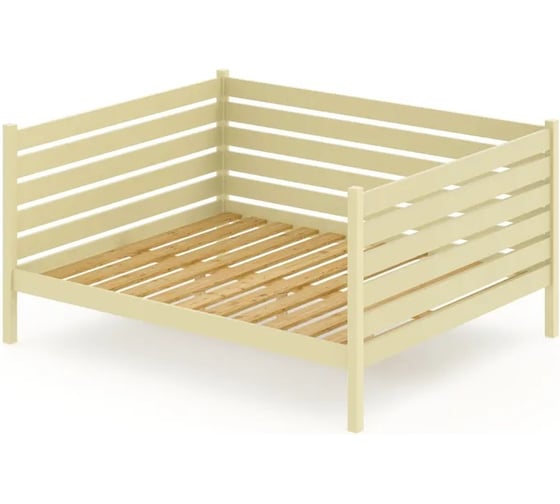 Изображение товара Тахта двуспальная Solarius из массива сосны, с реечным основанием и высокими бортиками, 160x200 см, габариты 170x210 см, цвет ванили tahta-spin160-200van