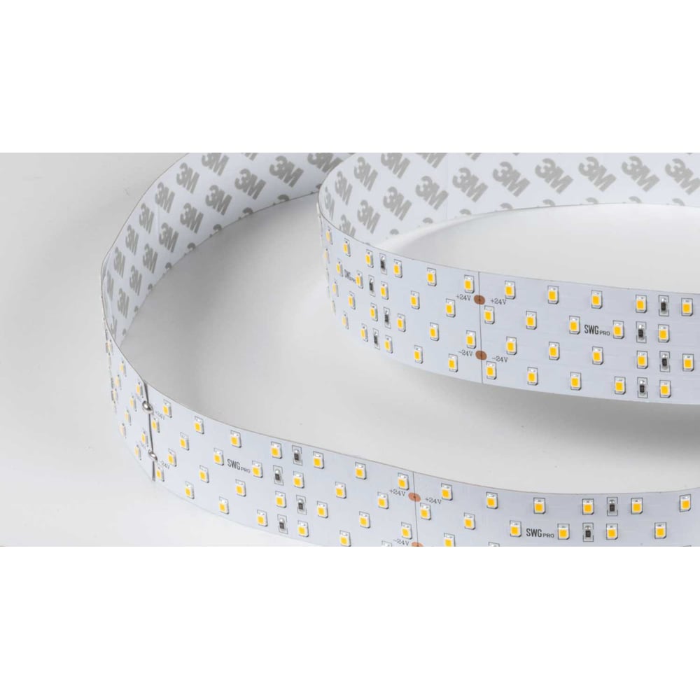 Изображение товара Лента светодиодная SWG SMD 2835, 280 LED/м, 26 Вт/м, 24В, IP20, Теплый белый 00-00005601 Изображение товара Лента светодиодная SWG SMD 2835, 280 LED/м, 26 Вт/м, 24В, IP20, Теплый белый 00-00005601