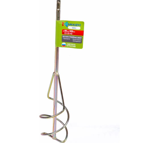 Изображение товара Насадка - миксер MIXIZH "снизу-вверх" 80x400 мм, для песчано-гравийных смесей, хвостовик SDS-plus (03-08-40)