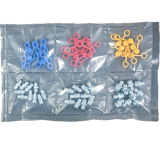 Изображение товара Набор пресс-масленок MasloSmenka H1 с защитными колпачками 32 мм, оцинкованная сталь, комплект 60 шт., арт. 010100-01