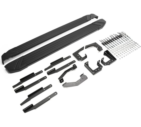 Изображение товара Пороги на автомобиль Rival Black для Volkswagen Touareg II рестайлинг (R-Line) 2014-2018 г.в., 193 см, 2 шт., алюминий F193ALB.5801.4