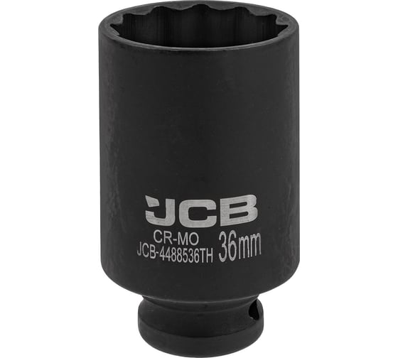 Изображение товара Головка ударная глубокая тонкостенная 12-гранная JCB 36 мм, 1/2DR JCB-4488536TH(59533)