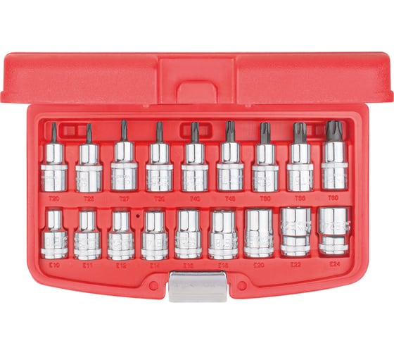 Изображение товара Набор торцевых головок Ceta Form E-Torx и головок со вставкой Torx 18 предметов C20-18PTX