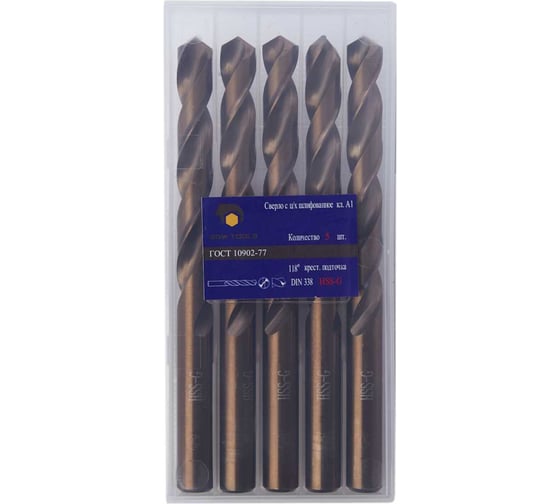 Изображение товара Сверло SDW TOOLS 11.5 мм, цх вышлифованное Класс А1 HSS-G 5 шт dg00303