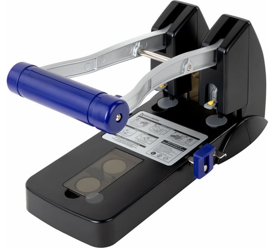 Изображение товара Дырокол металлический МОЩНЫЙ EXTRA Heavy duty, до 160 листов, черно-синий, BRAUBERG 272722