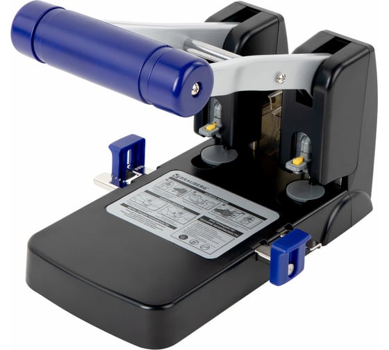 Изображение товара Дырокол металлический МОЩНЫЙ EXTRA Heavy duty, до 110 листов, черно-синий, BRAUBERG 272721