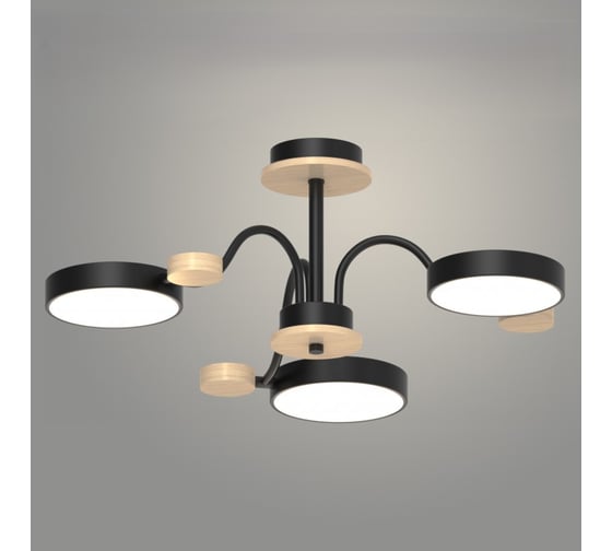 Изображение товара Люстра РОСТОК XI3216/3 BK+WOOD черный/дерево 54W LED 3000-6000K d630 h210, HN22 988029744