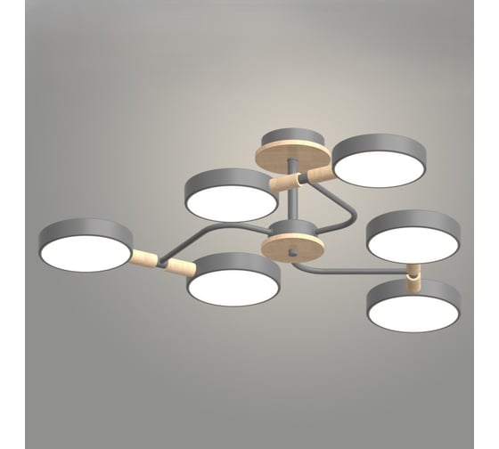 Изображение товара Люстра РОСТОК XI3271/6 GRAY+WOOD серый/дерево 108W LED 3000-6000K d800 h190, HN23 988371540