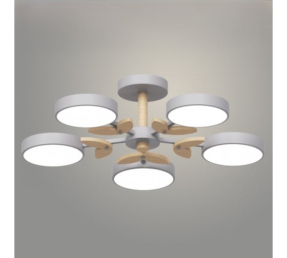 Изображение товара Люстра РОСТОК XI3229/5 GRAY+WOOD серый/дерево 90W LED 3000-6000K d600 h170, HN22 988029793