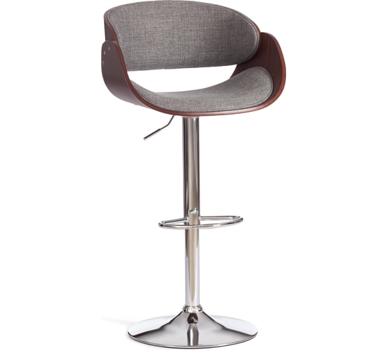 Изображение товара Барный стул LANDO (mod.4036) металл/дерево/ткань, 59x51x93-114 см, высота сиденья 62-83 см, серый/орех/хром, Aimcasa 28 Tetchair 21828