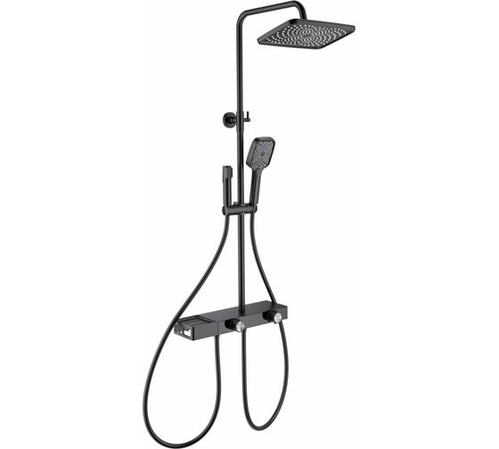 Изображение товара Душевая система с техническим душем и термостатом Wonzon & Woghand Черный матовый WW-B4161-MB