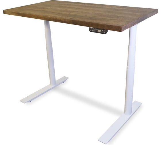 Изображение товара Стол двухмоторный с регулируемой высотой StolStoya ТИТАН ДИЗАЙН подстолье белое и столешница МДФ шпон дуб мореный 140x70 SE221DWDM14070