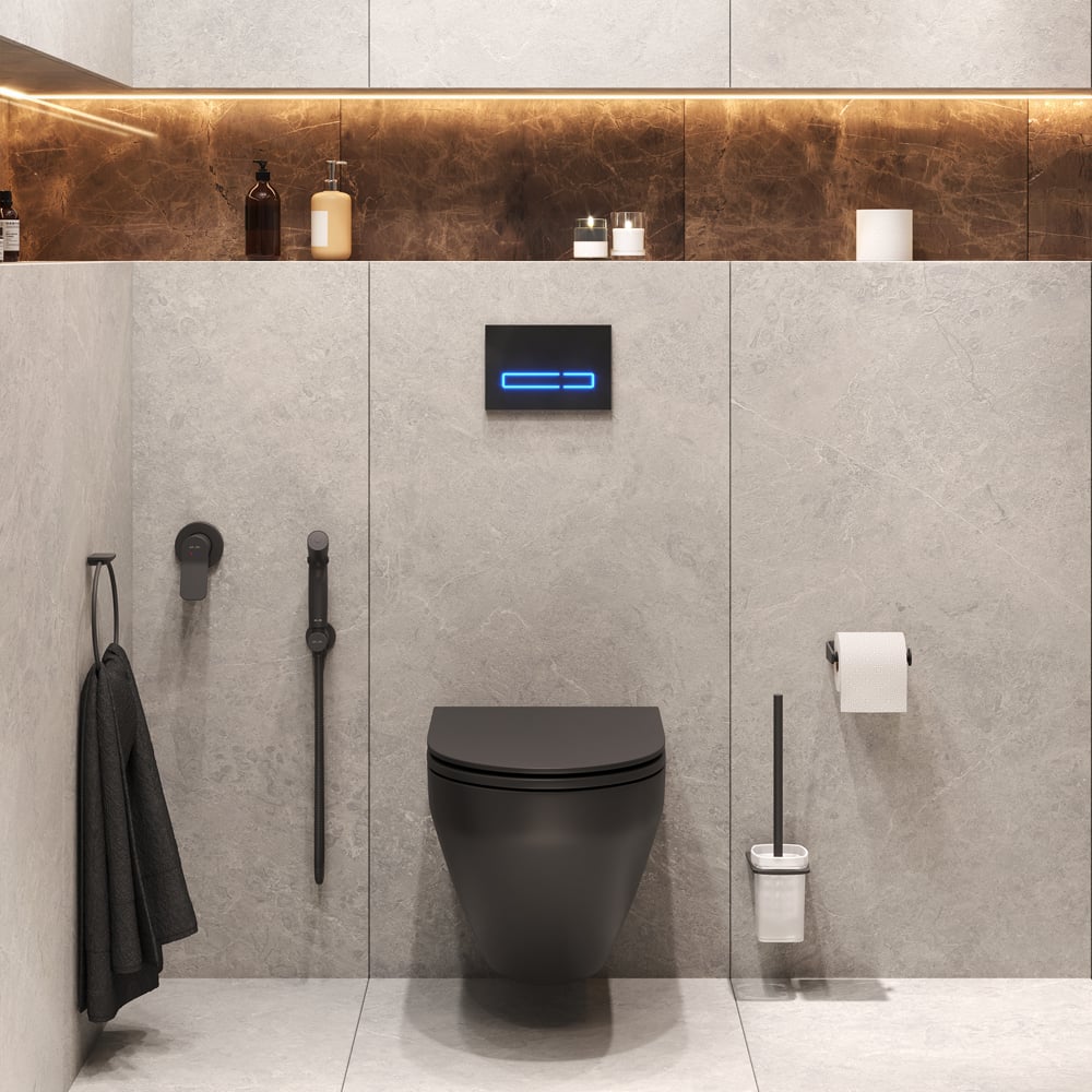 Изображение товара Подвесной унитаз AM.PM Spirit CK70GH черный матовый с сенсорным управлением