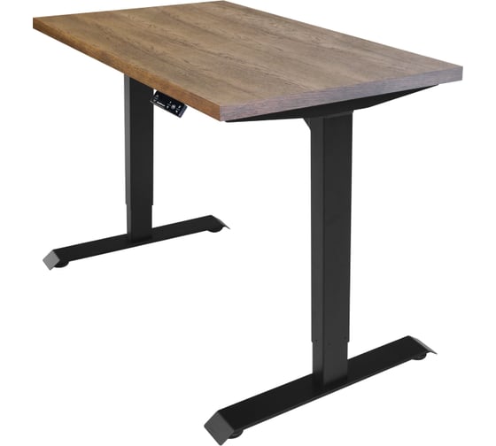 Изображение товара Стол с регулируемой высотой StolStoya БАЗАЛЬТ подстолье черное и столешница МДФ шпон дуб мореный 160x80 SE222BDM16080