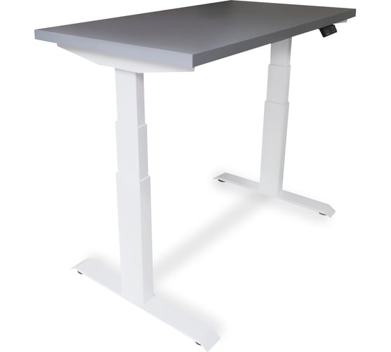 Изображение товара Стол двухмоторный с регулируемой высотой StolStoya ТИТАН PRO подстолье белое и столешница МДФ Серая 140x70 SE232WS14070