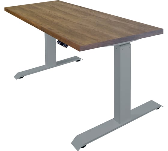Изображение товара Стол двухмоторный с регулируемой высотой StolStoya ТИТАН подстолье серое и столешница МДФ шпон дуб мореный 160x80 SE221ISDM16080