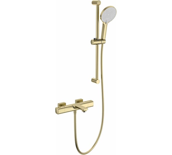 Изображение товара Смеситель для ванны с душевым гарнитуром и термостатом Wonzon & Woghand Брашированное золото WW-C2011-A-BG