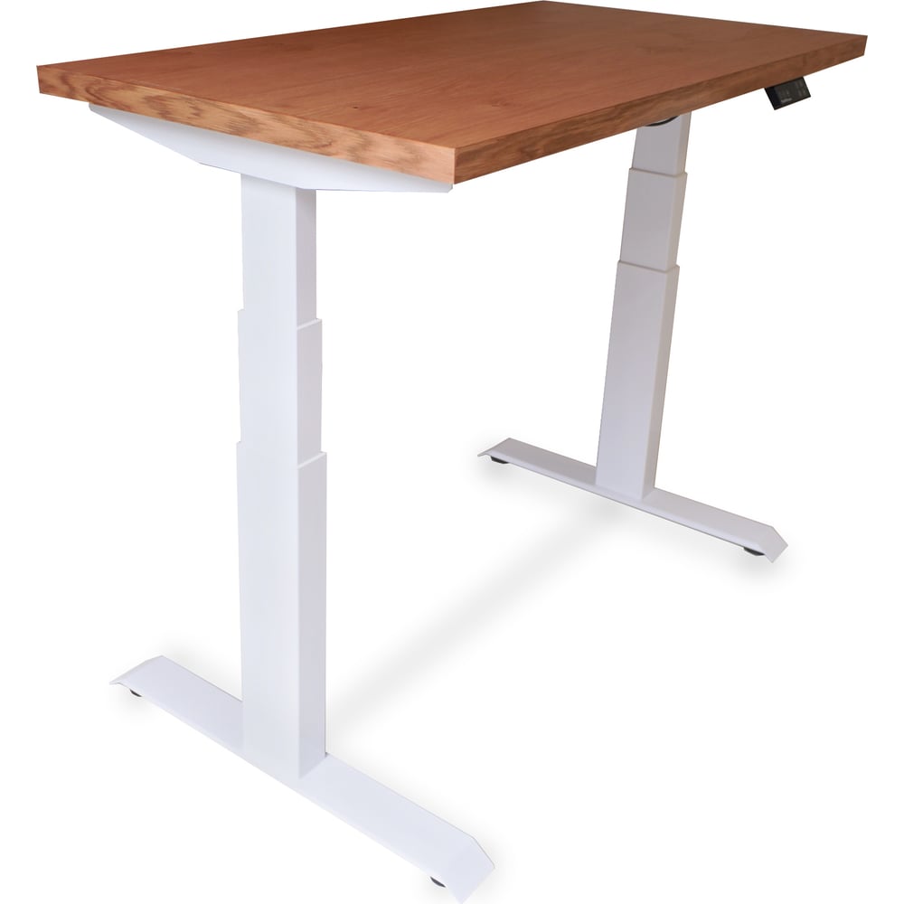 Изображение товара Стол регулируемый двухмоторный ТИТАН PRO с МДФ дуб и белым подстольем 120x65 см