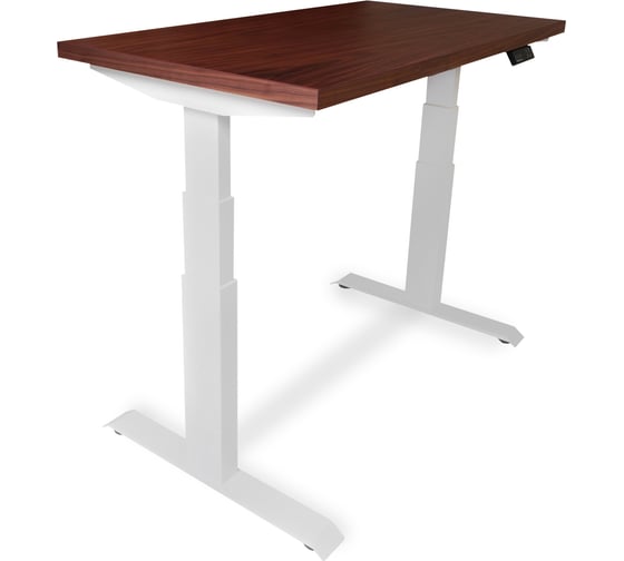 Изображение товара Стол двухмоторный с регулируемой высотой StolStoya ТИТАН PRO подстолье белое и столешница МДФ шпон Американский орех 140x70 SE232WAO14070