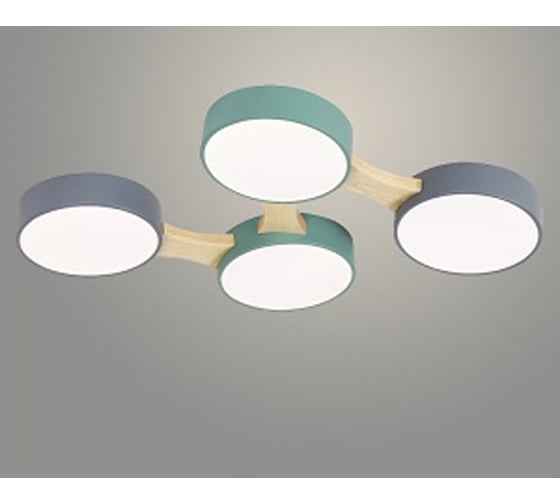 Изображение товара Люстра РОСТОК H0321A01/4 GN+GREY+WT+WOOD зеленый/белый/серый/дерево 4x24W LED d800 h50, GAN22 988020068