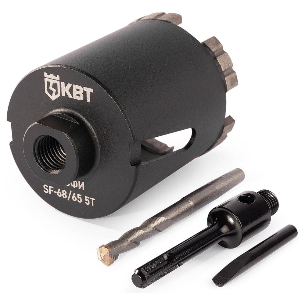 Изображение товара Коронка КВТ SF 68/65 мм, 5T с Адаптером КВТ SDS-Plus серия ПРОФИ 102560