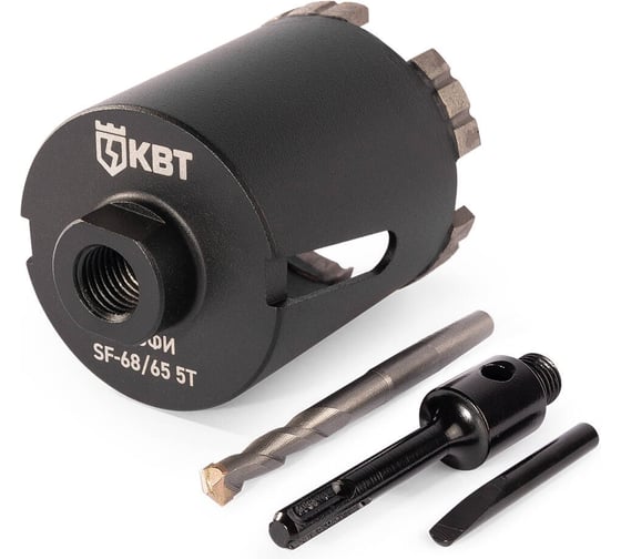 Изображение товара Коронка КВТ SF 68/65 мм, 5T с Адаптером КВТ SDS-Plus серия ПРОФИ 102560