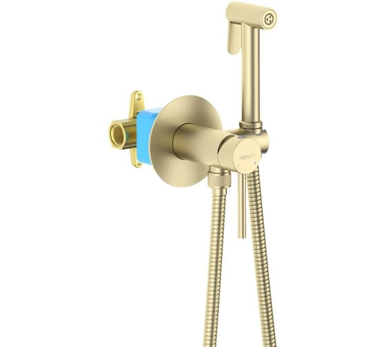 Изображение товара Комплект для гигиенического душа встроенный AQUATEK AQ1021BG ЕВРОПА смеситель + гигиеническая лейка + шланг, шлиф. золото 00000139849