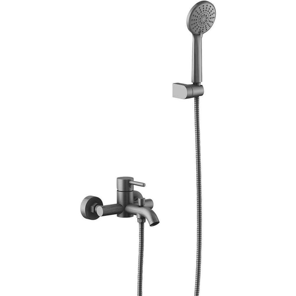 Изображение товара Смеситель для ванны AQUATEK AQ1349BGM черный хром однорычажный с душевым набором