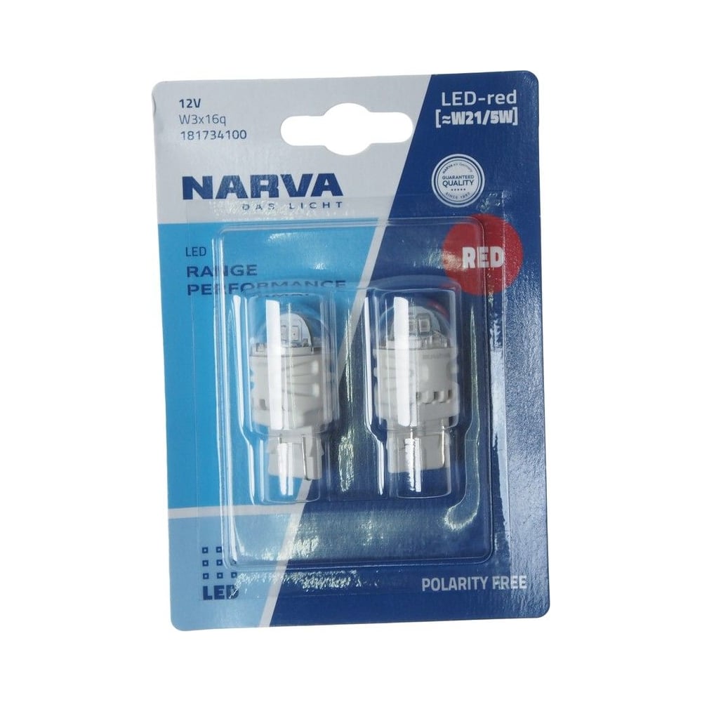 Изображение товара Автолампа NARVA W21/5W W3x16q LED RED RPL2 2шт 12V