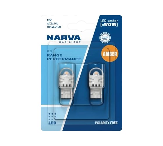 Изображение товара Автолампа WY21W WX3 16d LED RPL2 блистер, 2шт 12V Narva 181464100