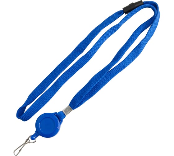 Изображение товара Шнур для бейджа Silwerhof с рулеткой, 45x1 см, 70 см, карабин, синий 1534112