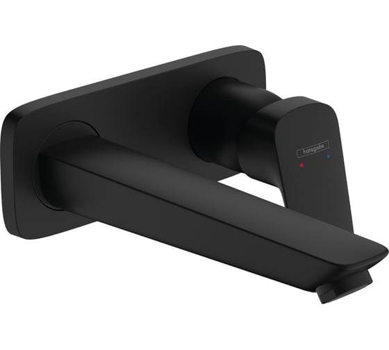 Изображение товара Смеситель для раковины Hansgrohe Logis однорычажный, настенный, излив 19.5 см, скрытого монтажа, матовый черный 71220670