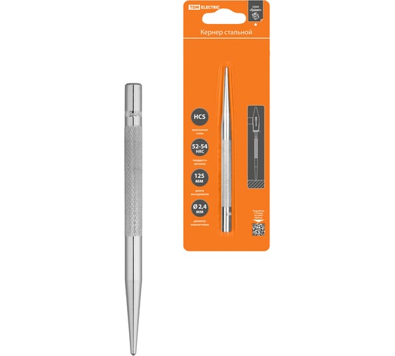 Изображение товара Кернер TDM ELECTRIC Ø2,4 мм, длина 125 мм, высокоуглеродистая сталь, блистер Гранит TDM SQ1022-0503