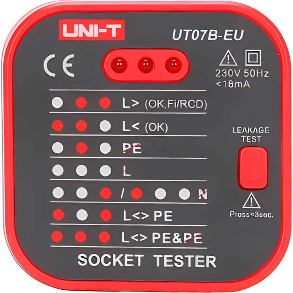 Изображение товара Тестер розеток UNI-T UT07B-EU 13-1121 для профессиональной проверки электросетей