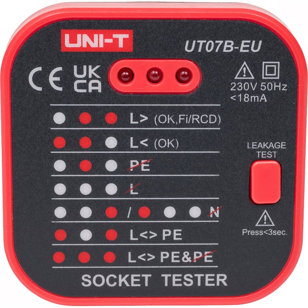 Изображение товара Тестер розеток UNI-T UT07B-EU 13-1121 для профессиональной проверки электросетей
