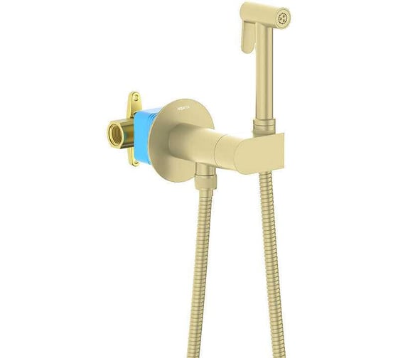 Изображение товара Комплект для гигиенического душа встроенный AQUATEK AQ1024BG ОБЕРОН смеситель c прогрессивным картриджем + гигиеническая лейка + шланг, шлиф. золото 00000139850