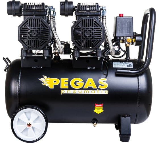 Изображение товара Малошумный безмасляный компрессор Pegas pneumatic PG-2800*2 проф серия 2.8кВт, 365 л/мин,50л 6621