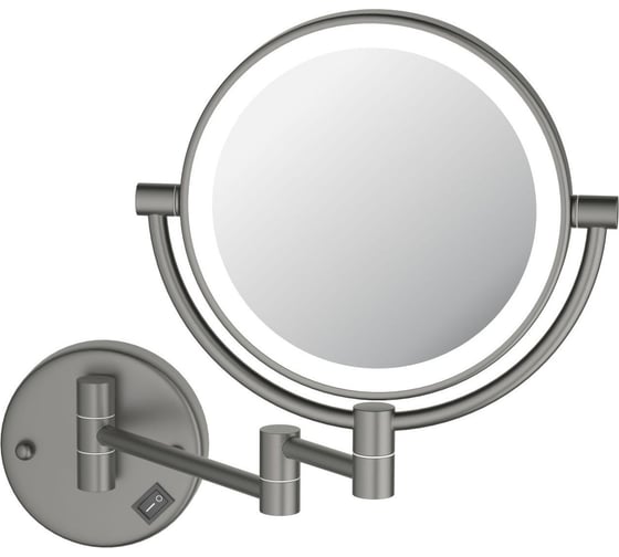 Изображение товара Зеркало косметическое настенное AQUATEK AQ4912BGM с подсветкой 5х, шлиф. черный хром 00000139785