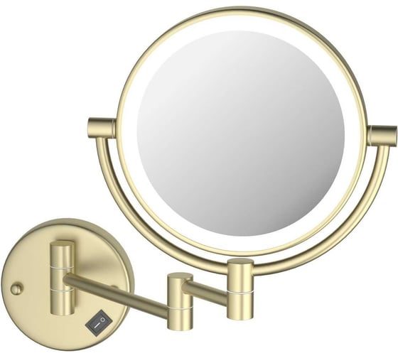 Изображение товара Зеркало косметическое настенное AQUATEK AQ4912BG с подсветкой 5х, шлиф. золото 00000139896
