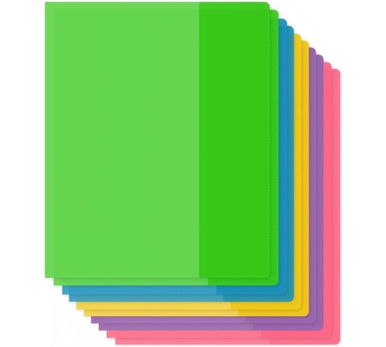 Изображение товара Обложка SILWERHOF 2026956 Цветные для тетради набор 10 шт ПВХ 130 мкм матовая прозрачная 210x350 мм 2031964