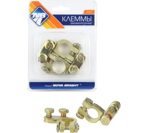 Изображение товара Клеммы аккумуляторные Nova Bright в блистере, 2шт. 32517