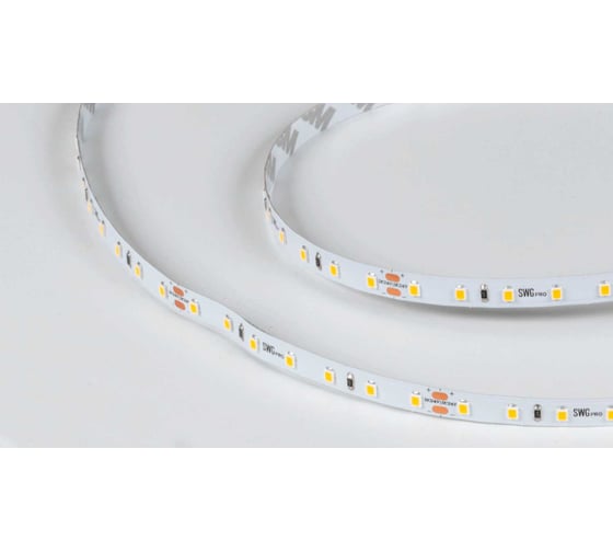 Изображение товара Лента светодиодная SWG SMD 2835, 84 LED/м, 8,6 Вт/м, 24В, IP20, Теплый белый, шт 00-00005850