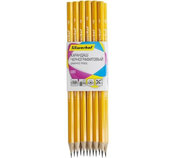 Изображение товара Чернографитный карандаш Silwerhof Basic 120637-00 2 мм, HB, шестигранный, дерево, картонный перетяжка 1189543