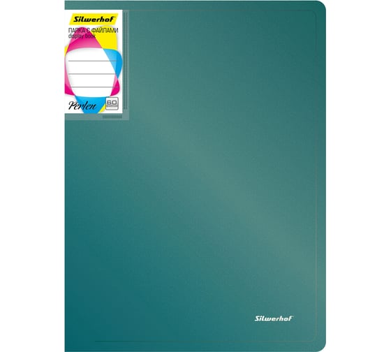 Изображение товара Папка SILWERHOF с 60 прозрачными вкладышами Perlen 292961-75 A4 1 мм карман зеленый металлик 1164433