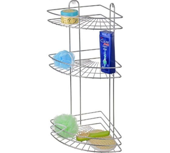 Изображение товара Полка в ванную EUROHOUSE 3-х секционная, угловая 23х23х58,5 см, хром 14324