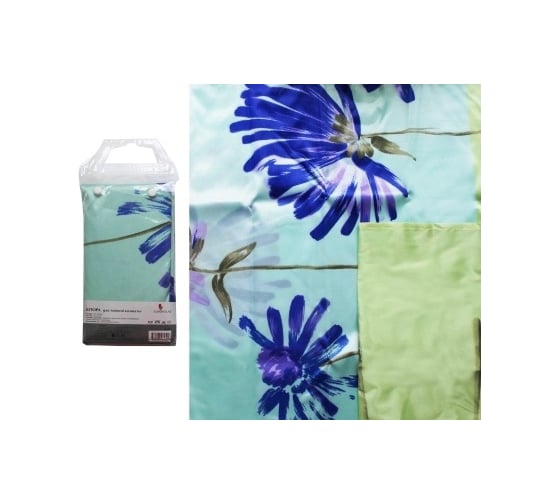 Изображение товара Штора для ванной EUROHOUSE Голубая мечта с кольцами, 180х180 см., тип плетения нитей сатин 7914