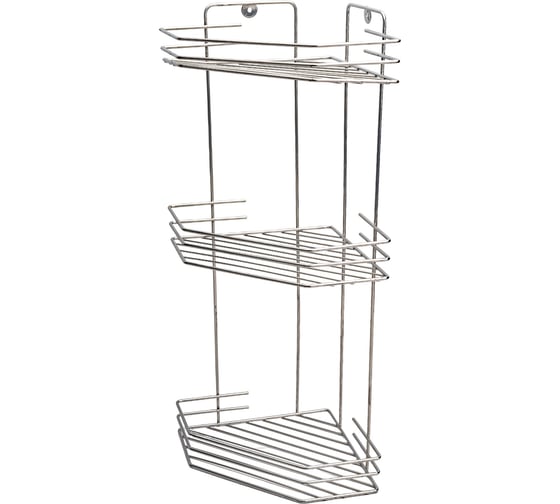 Изображение товара Полка в ванную EUROHOUSE 3-х секционная, угловая, 20,5х20,5х52 см, хром 14323